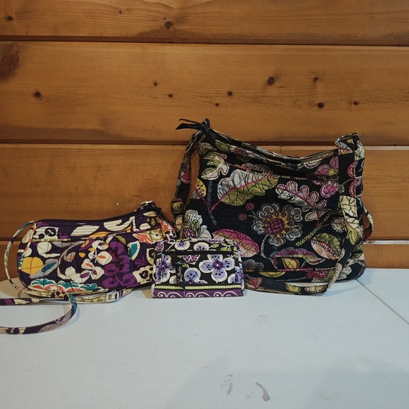 Vera & Lucy Handbags - Vera Bradley Dark Purse Bundle, 2 Purses & 1 Clutch, Various‎ Colors and Pattern